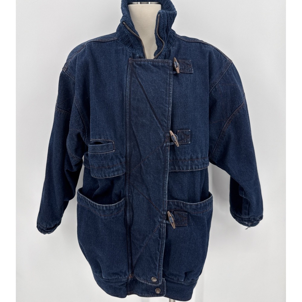 Vintage Andy Johns Womens Dark Denim Jacket Size Large 80's 90's Streetwear